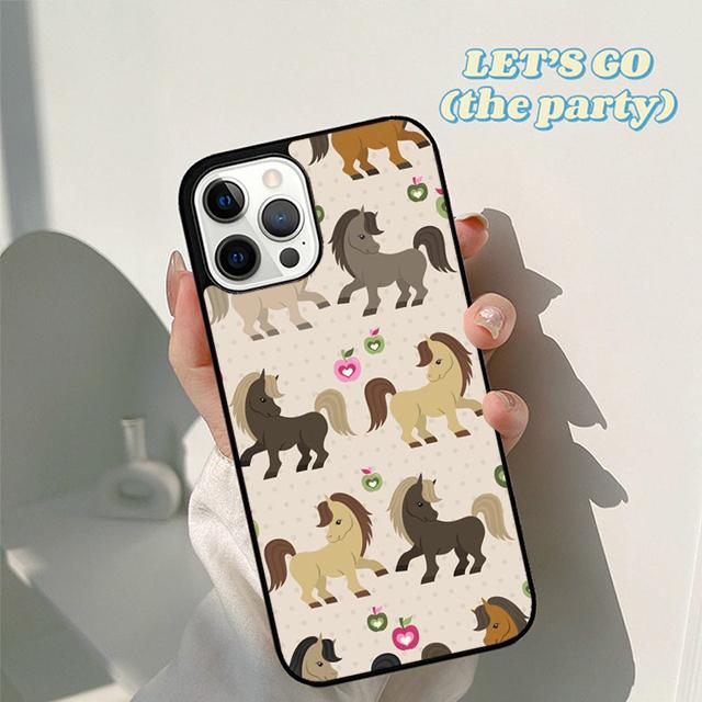 Herbst Pferde Muster Collage Handyhülle Cover für iPhone 17 Air 16 16e 15 12 11 13 14 Pro Max Apple Plus Hülle