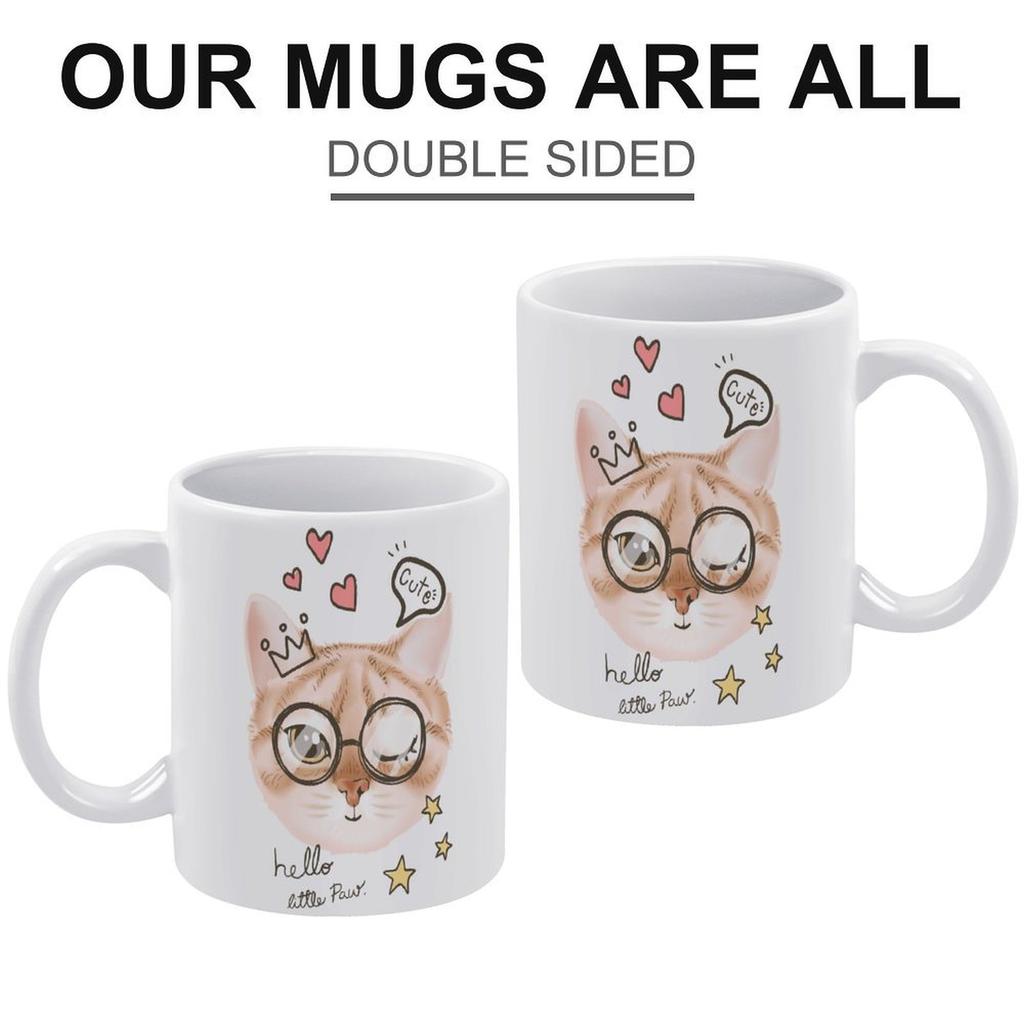 1er Pack 11oz Weiße Keramiktasse Mit Beidseitig Bedrucktem Kunstwerk Starke Kaffeetasse Für Zuhause Büro Täglicher Komfort