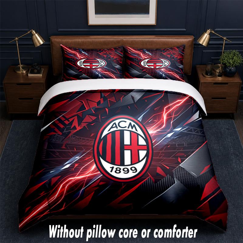 AC Milan Design Postel Sada povlečení 1 povlak na přikrývku + 2 povlaky na polštář Měkké prodyšné domácí lůžkoviny
