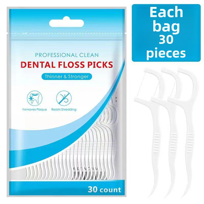 Disposable Box of 50 Polymer Dental Floss Picks - Toothpick and Floss Combo