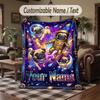 Pug Theme Throw Blanket Custom Name Text Personalized Blanket Soft Cozy Blanket for Home Sofa Bed