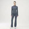 Women's No-Mesh Yoga Suit: High Elasticity Stand Collar Jacket & High-Waisted Flare Pants
