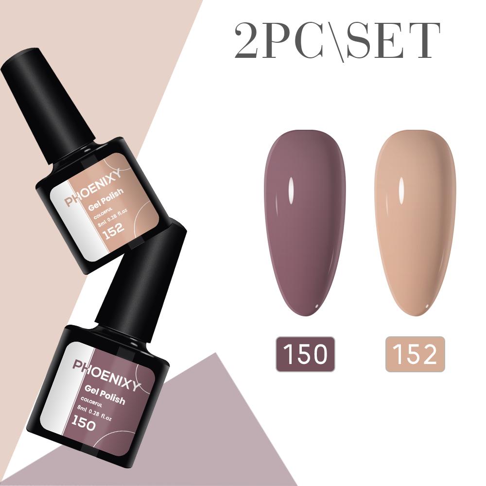 PHOENIXY Gel-Nagellack-Set, 2-teiliges Farben-Nagellack-Soak-Off-Gel-Set, reines Farbgel für Nail-Art-Design