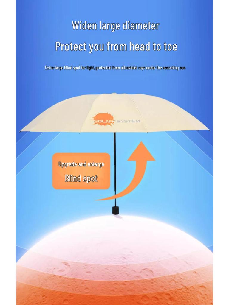 Paradise Doppelnutzungs-XL Dick Verstärkter UV-Schutz Schwarz Sonnen- und Regenschirm für Frauen und Studenten