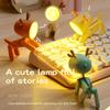 Cute Animal Table Lamp 3x6x8cm Adjustable LED Table Lamp with Mobile Phone Holder for Bedroom