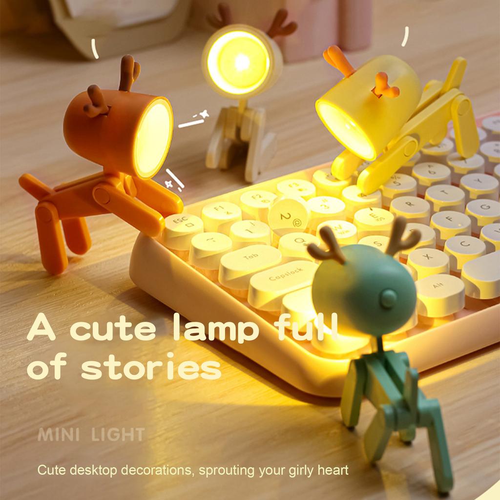 Cute Animal Table Lamp 3x6x8cm Adjustable LED Table Lamp with Mobile Phone Holder for Bedroom