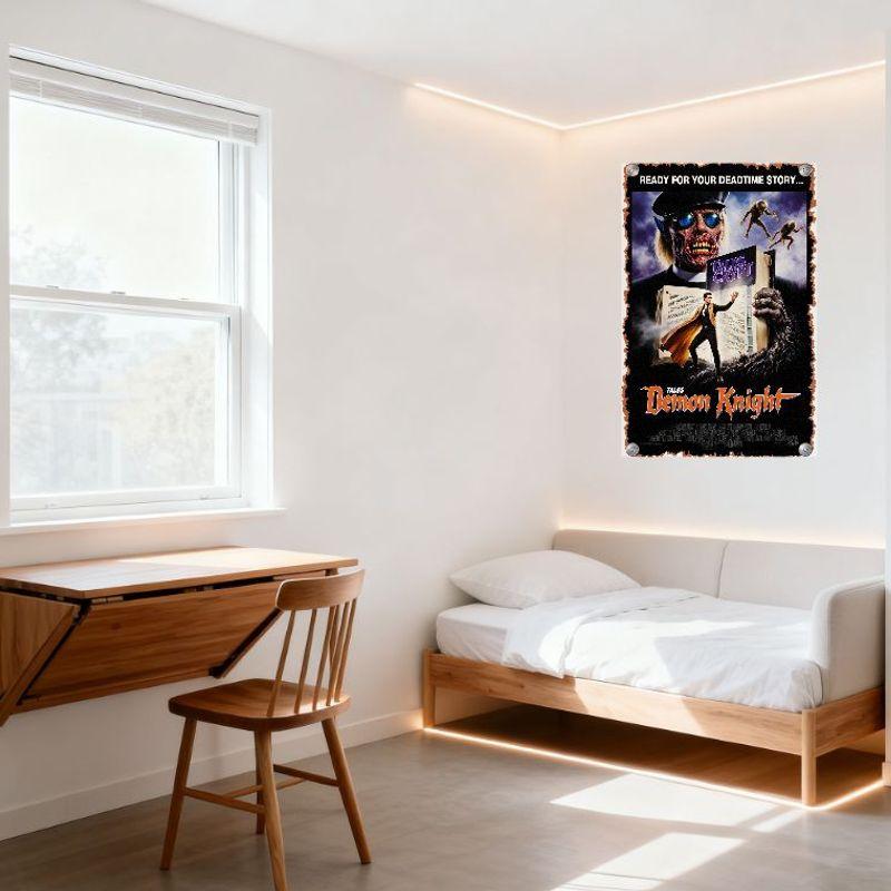 Tales from the Crypt Presenterar: Demonriddare Vintage Metallplåtskylt Skräckfilmsaffisch Sliten Gotisk Väggplakett för Hem Ba