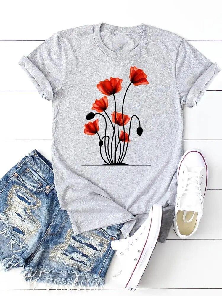 Print T-shirts Clothing Women 90s Sweet Lovely Cactus Trend T Clothes Short Sleeve Ladies Casual Fashion Female Graphic Tee