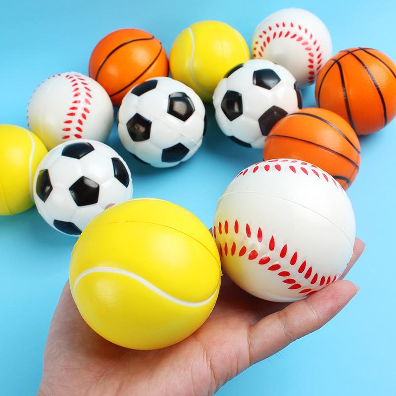 3Pcs 63Mm Children Soft Football Basketball Baseball Tennis Toys  Foam Sponge Decompression Vent Stress Balls Soccer Anti Stress