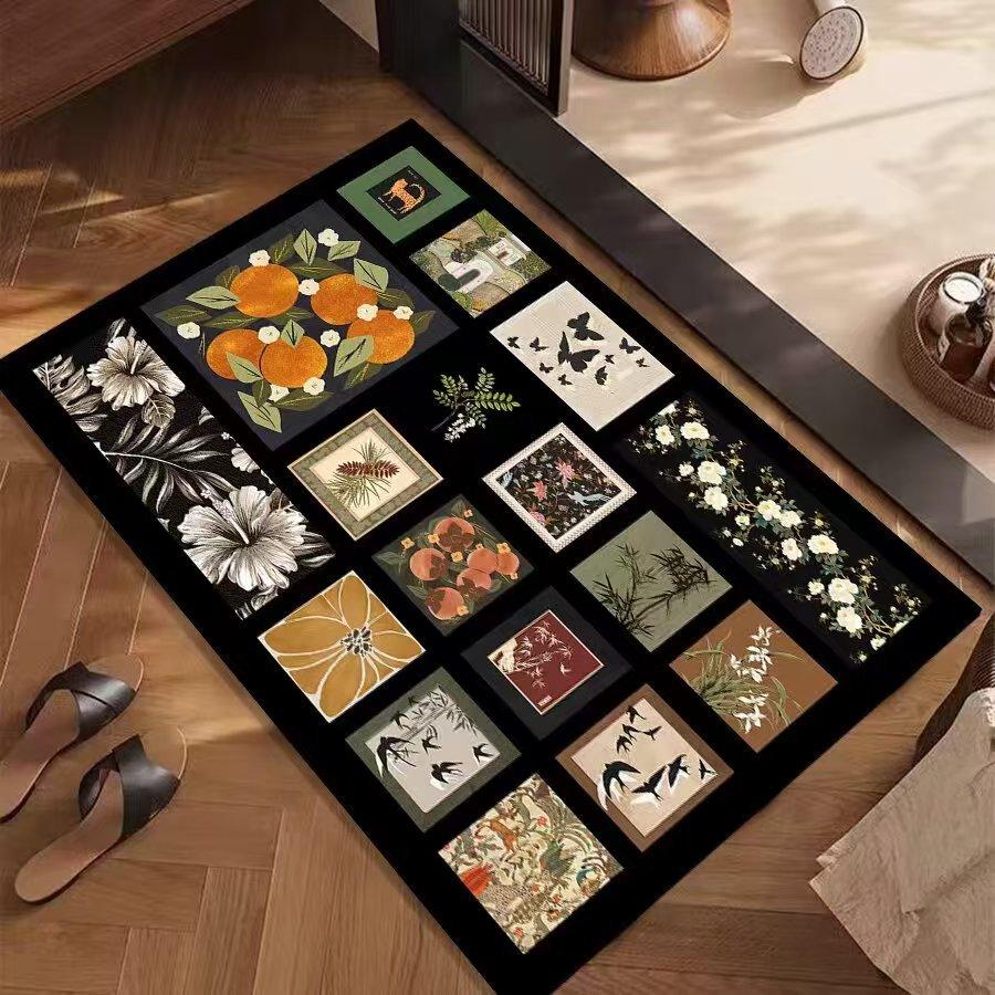 Vintage Patchwork Carpet Mat Rug Botanical Animal Pattern Design Home Decoration Floor Mat Floor Mat Welcome Mat Home Mat