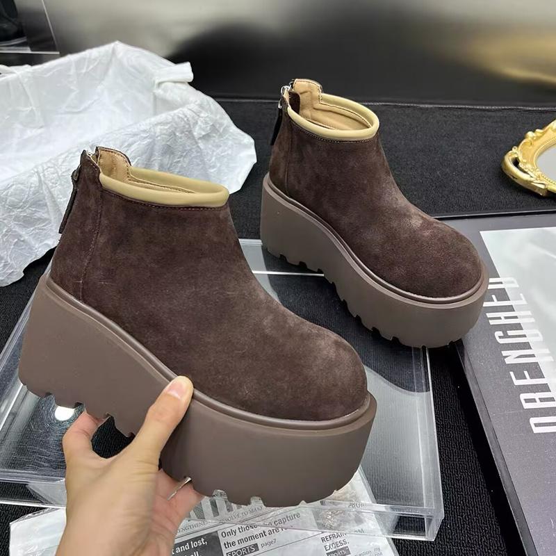 Platform Women Snow Ankle Boots Suede Designer High Heels Winter Shoes 2025 Trend Short Plush Warm Fashion New Botas De Mujer