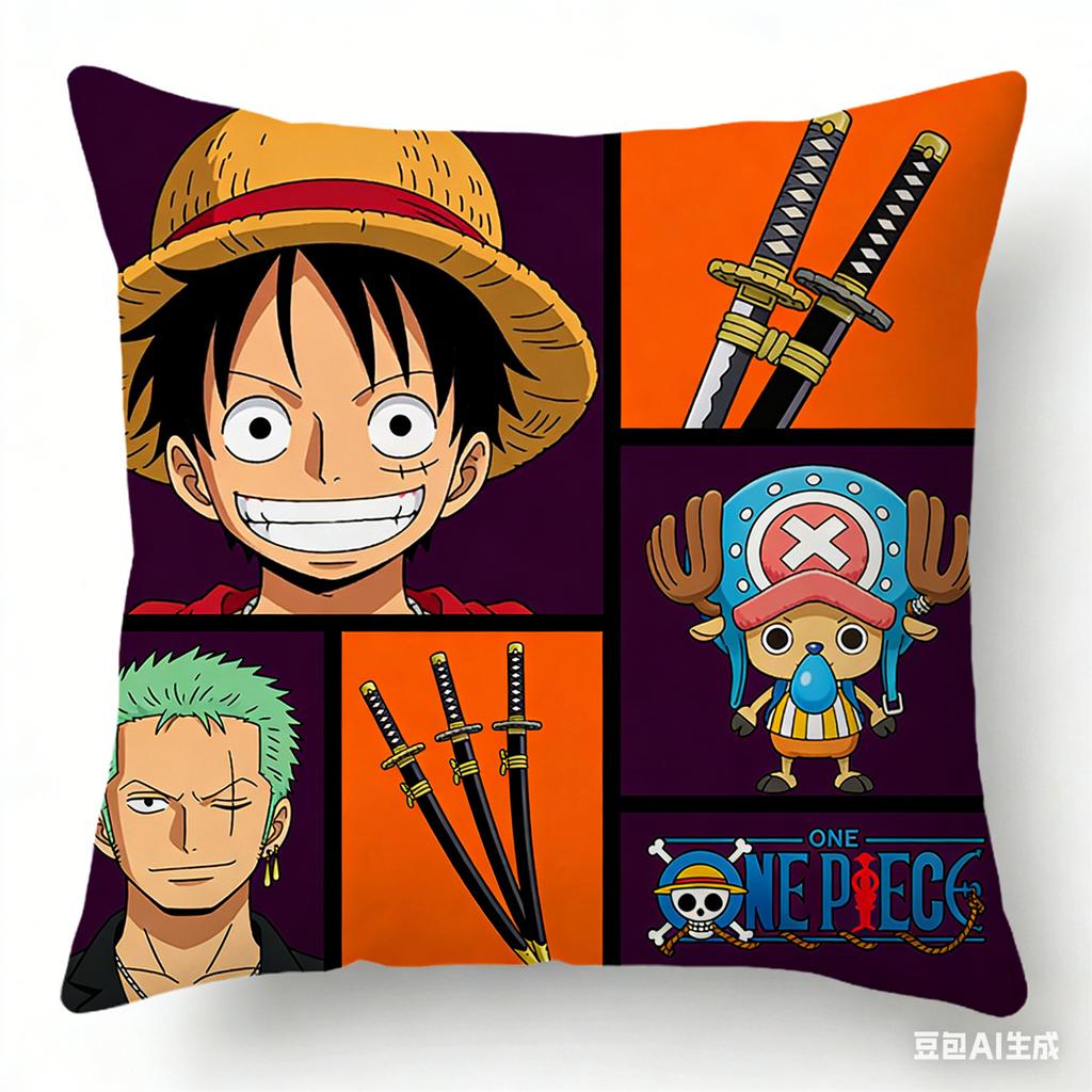 One Piece Pillow Cover Anime Fan Favorite Character Print Decorative Pillowcase for Bedroom Living Room and Anime Enthusiasts