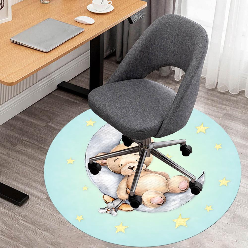 1 szt. mata podłogowa okrągła z motywem misia i księżyca - antypoślizgowa, mata podłogowa do biura, sypialni i dekoracji wnętrz c1125176