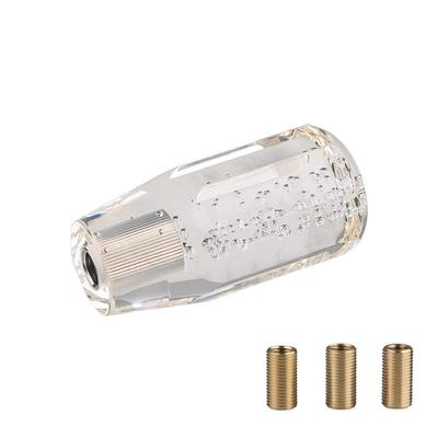 ADPOW Universal Crystal Shift Knob Bubble Octagonal 100mm Glitter Clear Bubble with 3 Adapters White