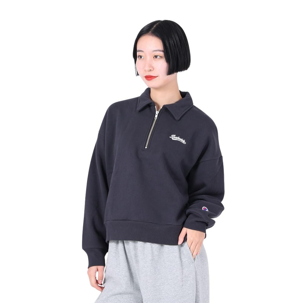 

Champion Casual Long Sleeve Cotton USA Graphic Off Size L Women s Sweatshirt, 100% Print, Half-Zip, Black, (CW-Y012)