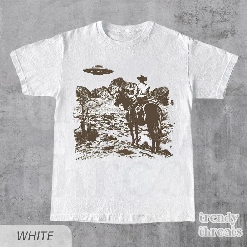 Ufo Western Shirt, Retro T-Shirt, Vintage Cowboy TShirt, Rodeo T Shirt, XXL