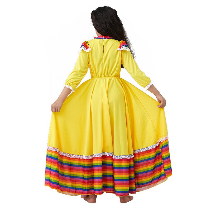 Vibrant Mexican Folk Dance Skirt for Girls - Stage Performance Costume