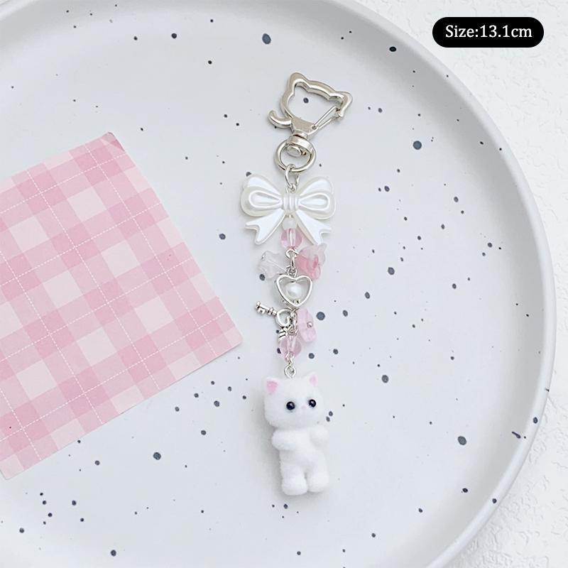 Ciondolo Gatto Floccato Kawaii Laccetto per Telefono Catena Carina per Telefono Cellulare Ciondolo per Zaino Ciondolo per Custodia Cuffie Regali