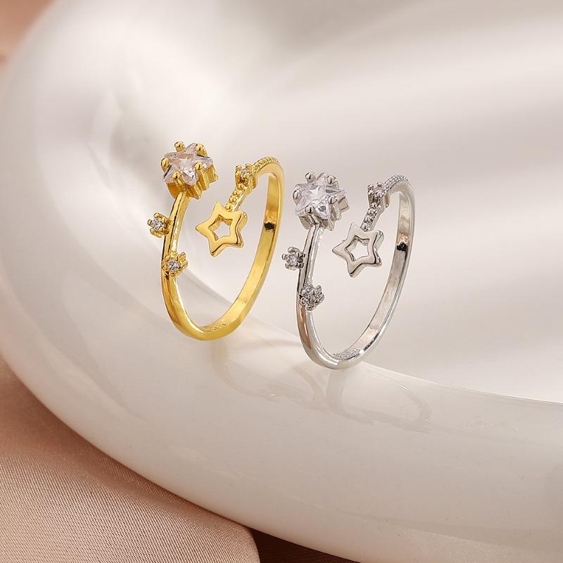 Gu Maoning, hollow star ring, cold wind personality tide open index finger ring, light luxury diamond meteor ring