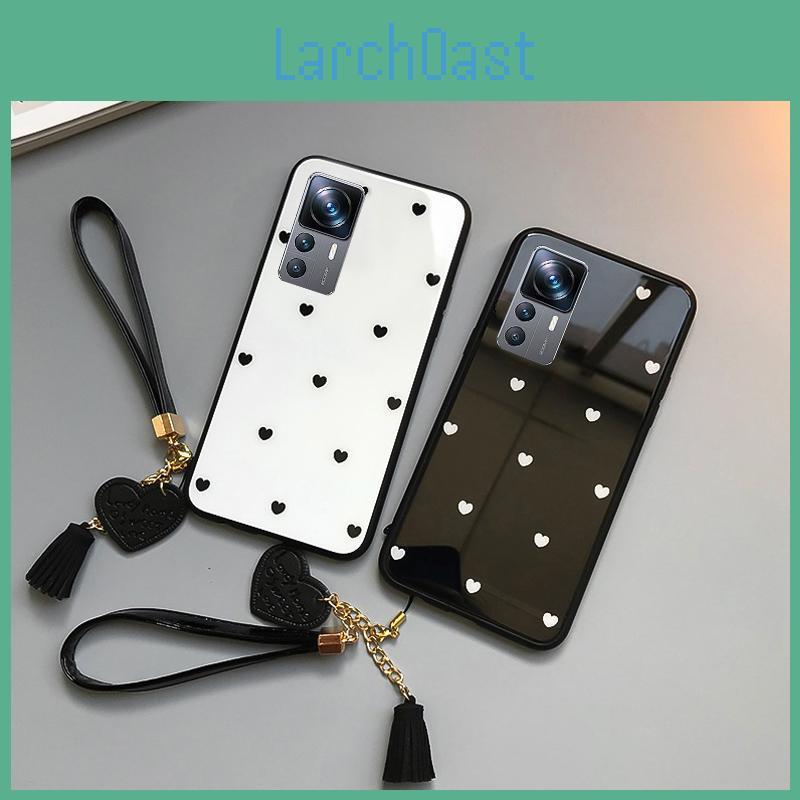 Case Tempered Phone For Glass Xiaomi 12t Pro 12s Ultra Love Heart Hard Shockproof Cover For Mi 12x 11t Pro 10t Lite 11i 10 Pro Wriststrap Cover Fundas