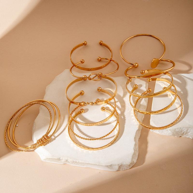 Accessories, stacked wind disc imitation pearl smooth opening bracelet, versatile bracelet set for women