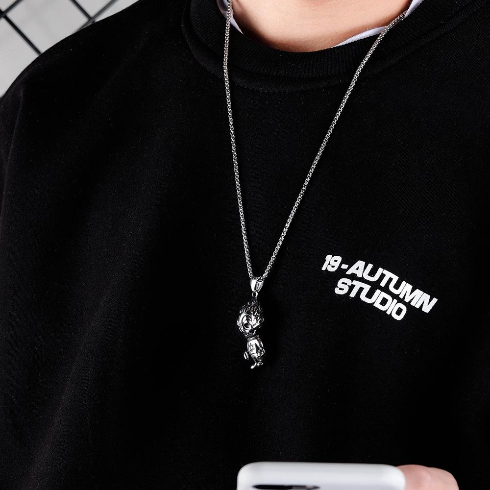 Retro Distressed Six-Pointed Star Cartoon Necklace Pendant for Men and Couples