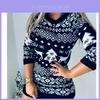 Christmas Animal Pattern Knit Sweater For Women With Long Sleeves For Holiday Wear
