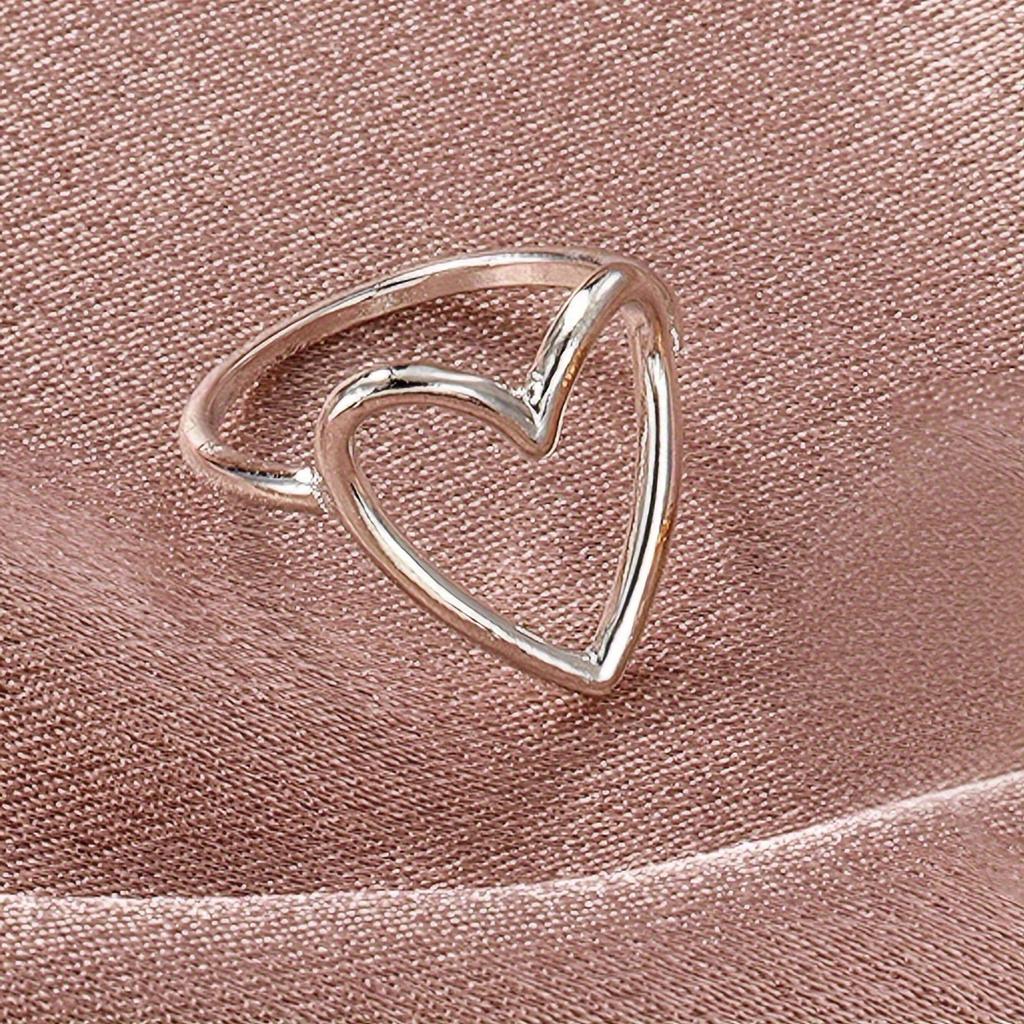 European and American Style Fashion Simple Plain Hollow Love Ring Korean Version Niche Design Heart-shaped Women's Index Finger Ring