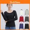 T-shirt da Donna a Manica Lunga Liscia in Miscela di Cotone Classica dal Fascino Intramontabile