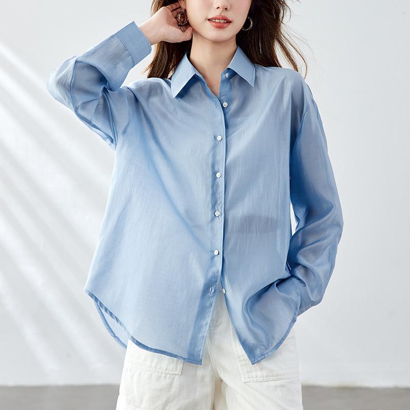 

Women s Long-sleeved New Style with Slit Back Design Top Thin Shirt One size