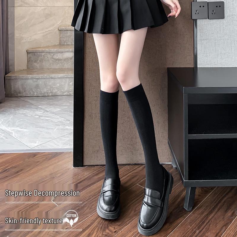 Velvet Calf Socks: Spring-Summer Women's Breathable Slimming Mid-Tube JK Lolita Stockings