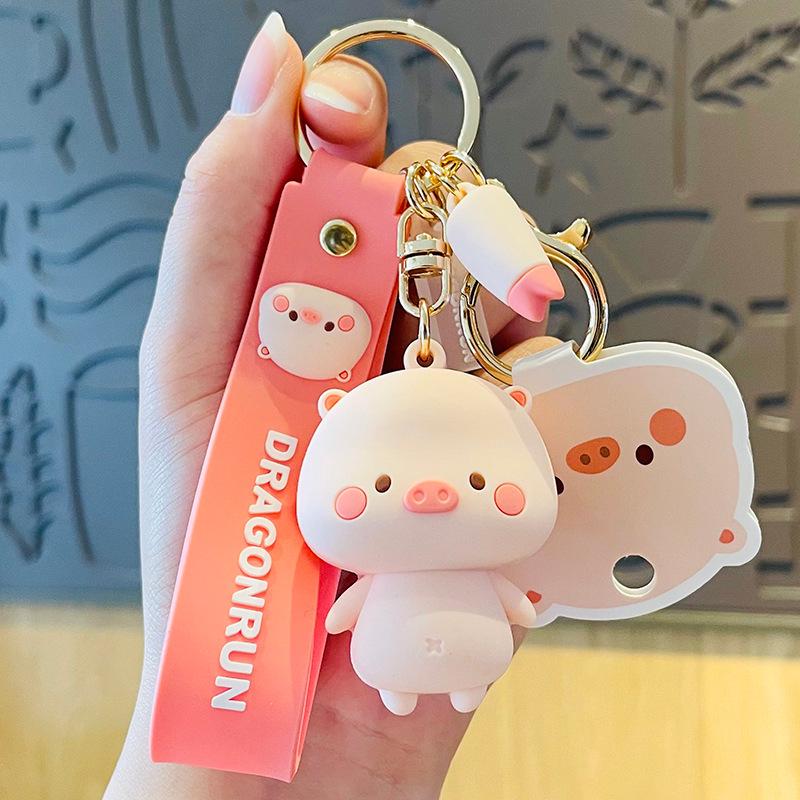 Cute Pig Keychain for Women: Couple Backpack Pendant & Electric Car Charm