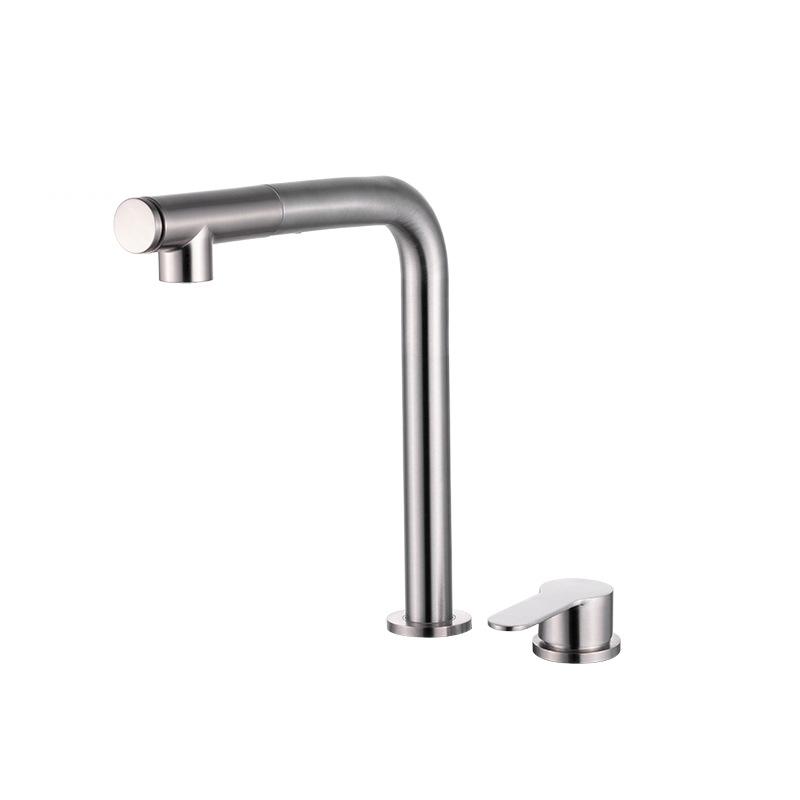 

304 Stainless Steel Pull-out Kitchen Sink Faucet Lift Concealed Hot And Cold Mixed Water Faucet Double Hole Single Handle Tap
