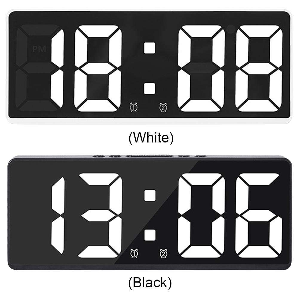Electronic Desktop Clock Adjustable Brightness LED Digital Clock Temperature Display Electric Bedside Desk Clock for Indoor Dorm