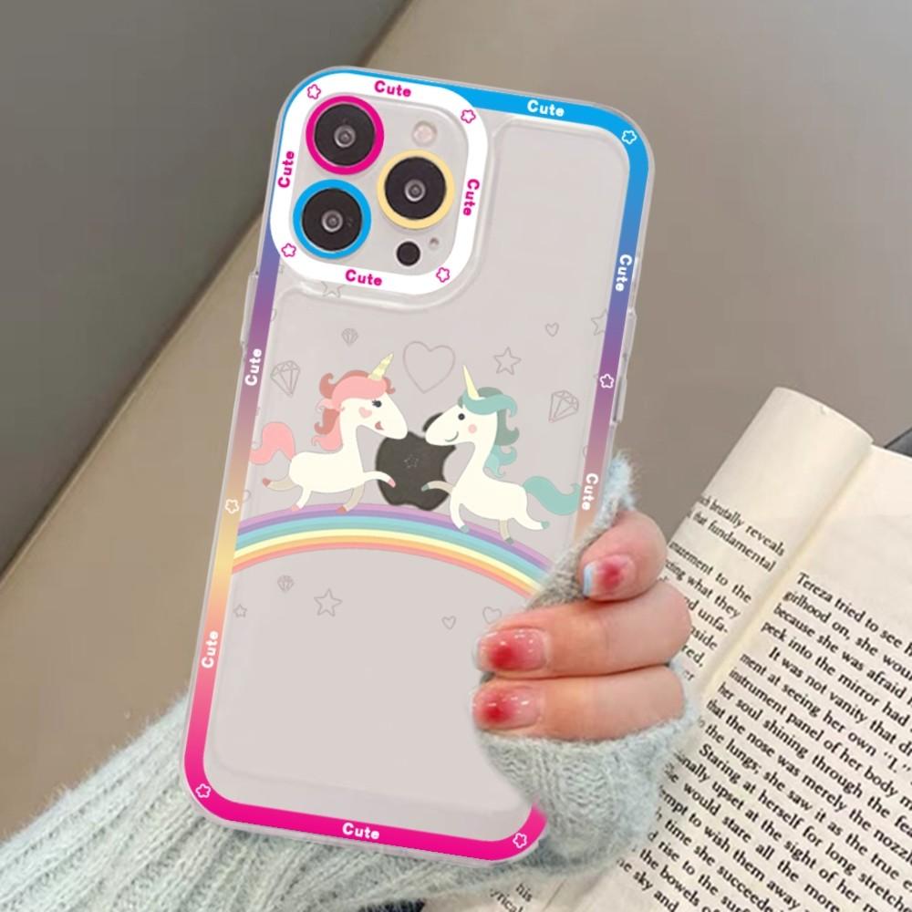 Cartoon unicorn Phone Case For iPhone 15 13 14 Pro Max XS XR 12 11 Pro 13 Mini Soft Clear Back Cover