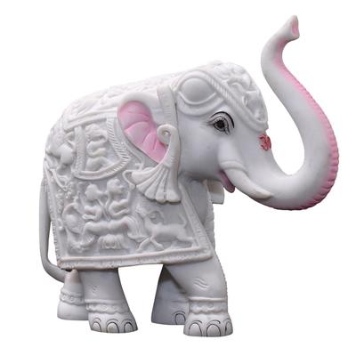 Peça de Exibição Elefante Branco Tamanho Grande Resina Mármore Estátua Estética Item Decorativo para Casa, Decoração Elefante de 6 polegadas para Casa