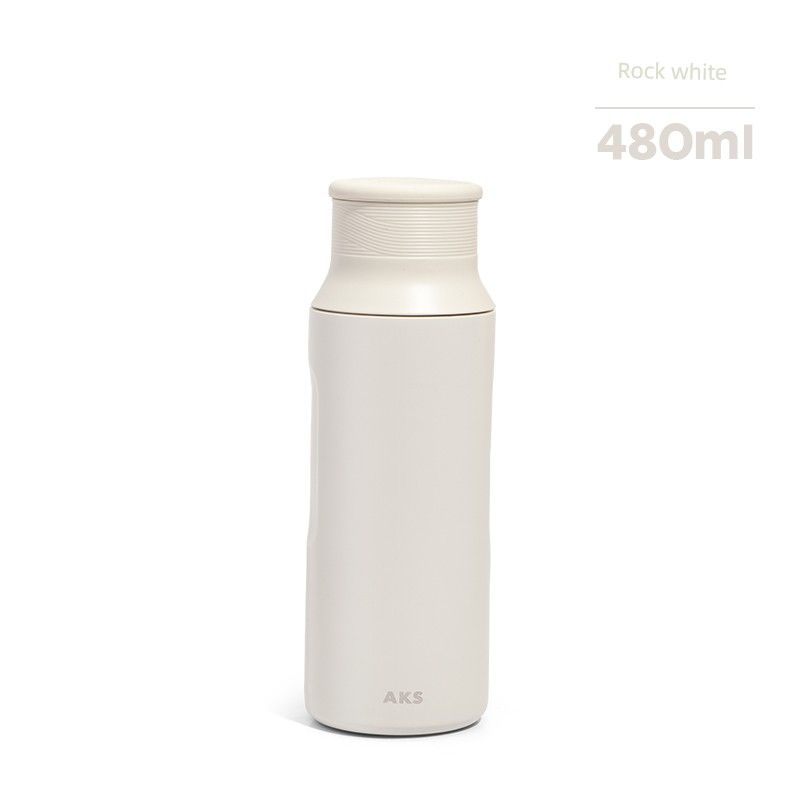 Термокружка Aks большого объема, легкая спортивная и фитнес-бутылка для воды, портативная кружка для девочек, удобная кружка из нержавеющей стали для женщин Rock White 480ml