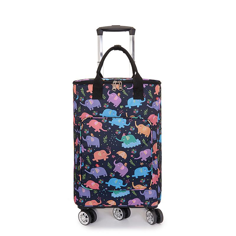 Portable Small Trolley Cart with Universal Wheels and Insulated Shopping Bag