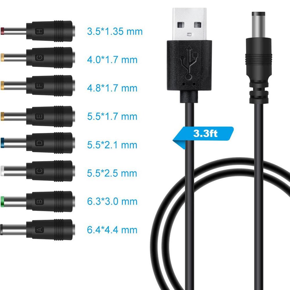 USB to DC Boost Cable, 5.5x2.1mm Jack Power Cord, 5V Power Adapter Wire for WiFi Router Modem Camera Speaker Cooling Fan