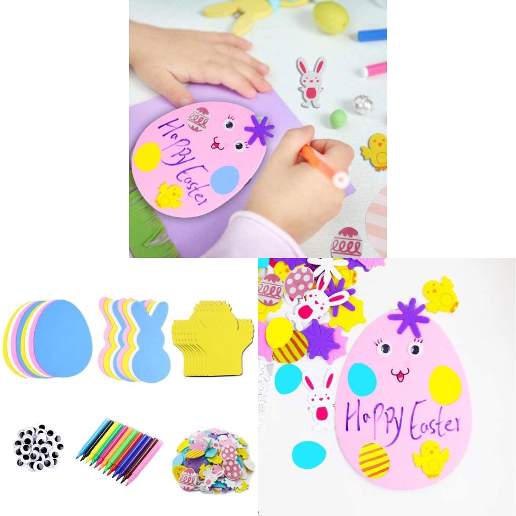 Easter EVA Foam Handmade Making Colorful Painted Easter Stickers for Kindergarten Students DIY Crafts Creation Educational