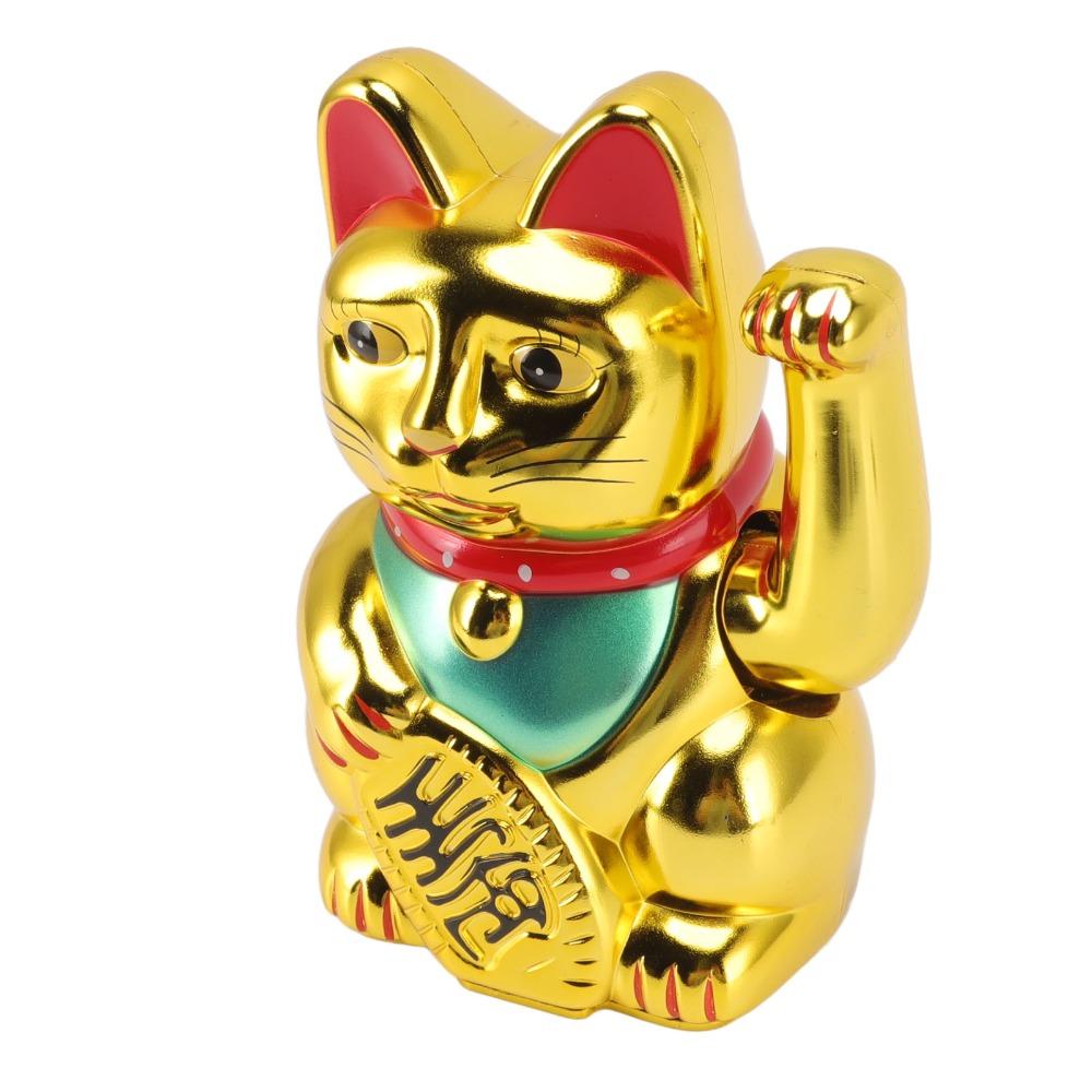 Plastic Maneki Neko Tabletop Ornament Gold Swing Arm Feng Shui Cat  Hotel Cafe Desktop Statue