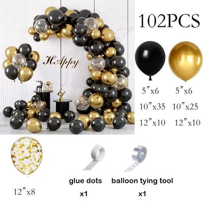 New Year Decor Balloons Garland Black Gold Confetti Balloon Arch Kit Graduation Birthday Party Baby Shower Wedding Decoration