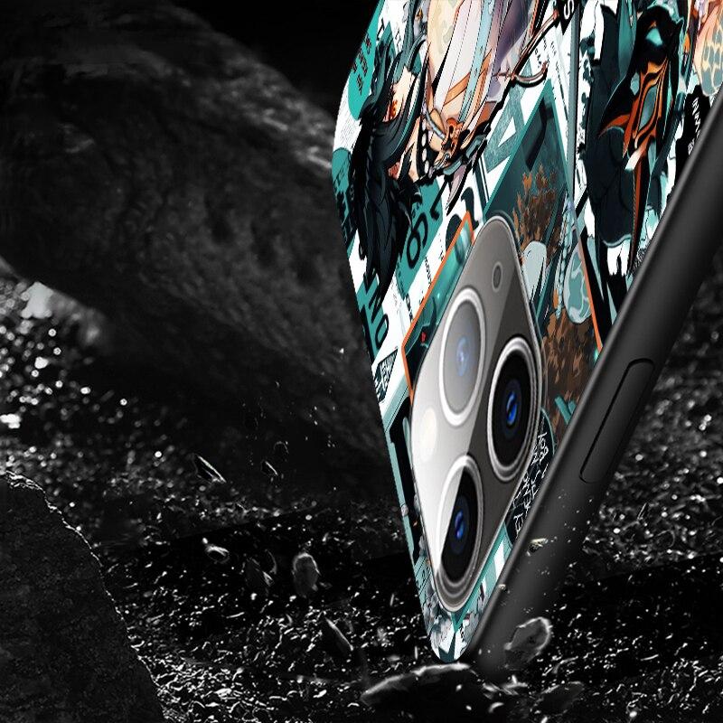 Genshin wpływ na Apple iPhone 13 12 11 SE XS XR X 7 8 6 5 S mini Plus Pro MAX 2020 miękki czarny futerał na telefon