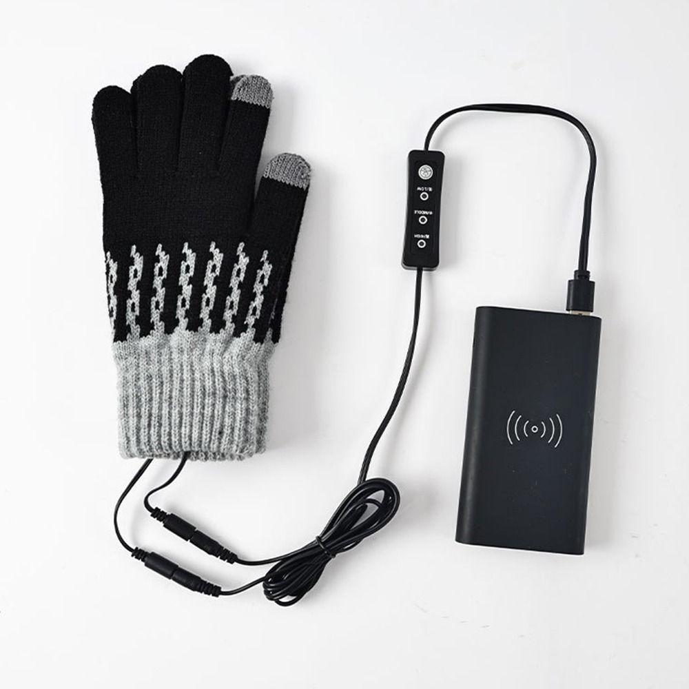 Touch-screen Winter Heated Gloves 3 Adjustable Temperature Knitted Gloves for Men Women