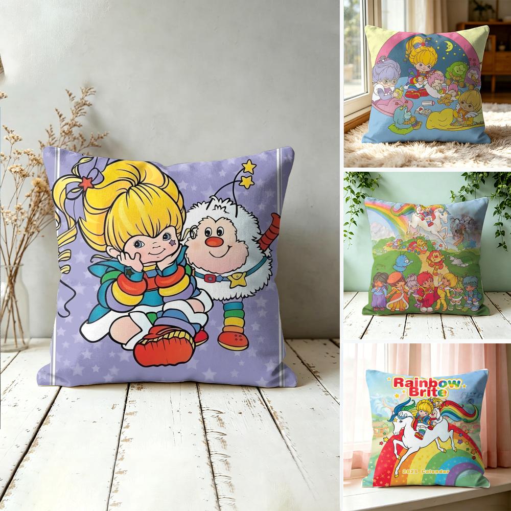 Regenbogen BBrite Niedliche Kissenhülle Quadratisch Kurzer Plüsch Kissenbezug Wohnzimmer Sofa Heimdekoration Funda X
