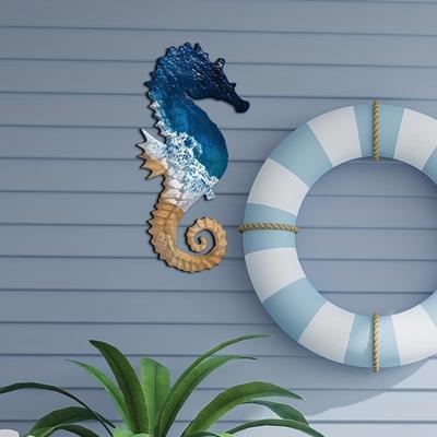 3pcs Wooden Seahorse Wall Ornament Hand Carved Beach Theme Seahorse Signs Pendant Funny Wall Art Ocean Animal Decoration
