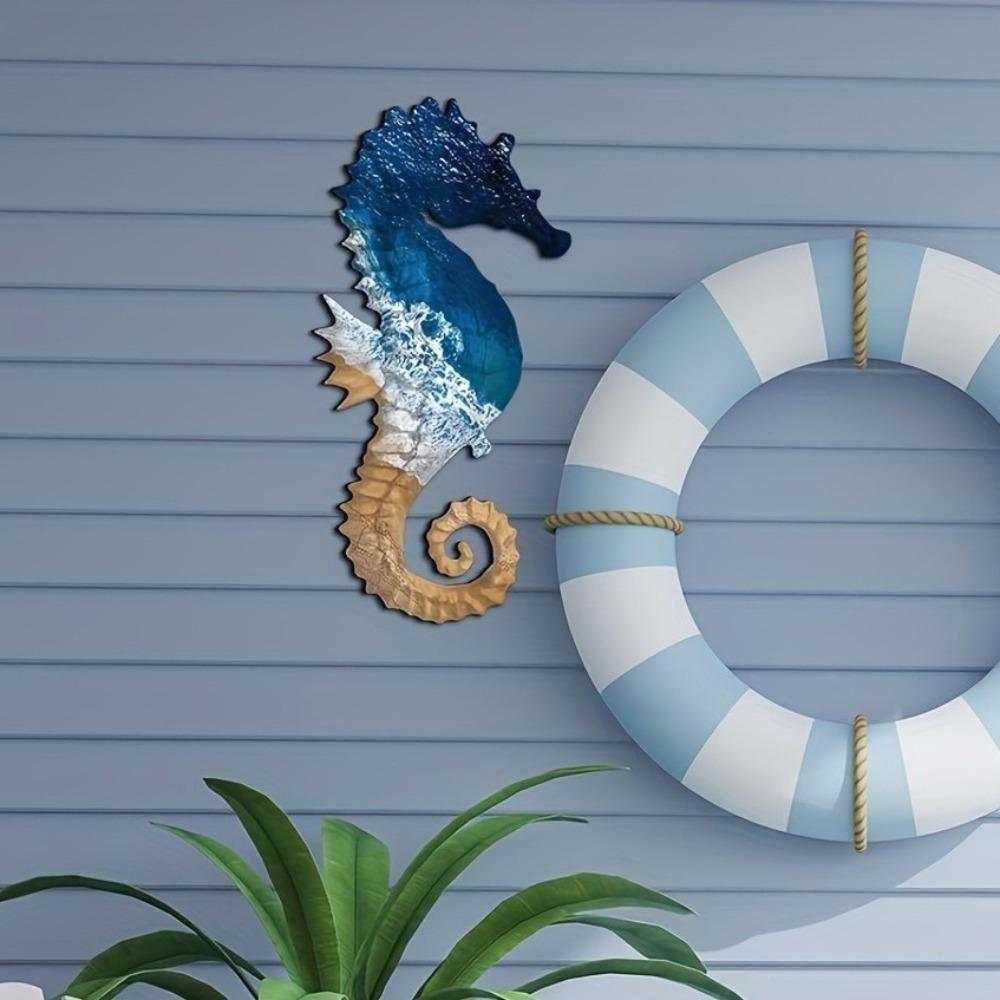 3pcs Wooden Seahorse Wall Ornament Beach Theme Ocean Animal Decoration  Summer Outdoor