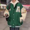 Men's Retro High Street Baseball Jacket: Autumn Fashion, Contrast Stitching, Loose Fit with Letter Embroidery