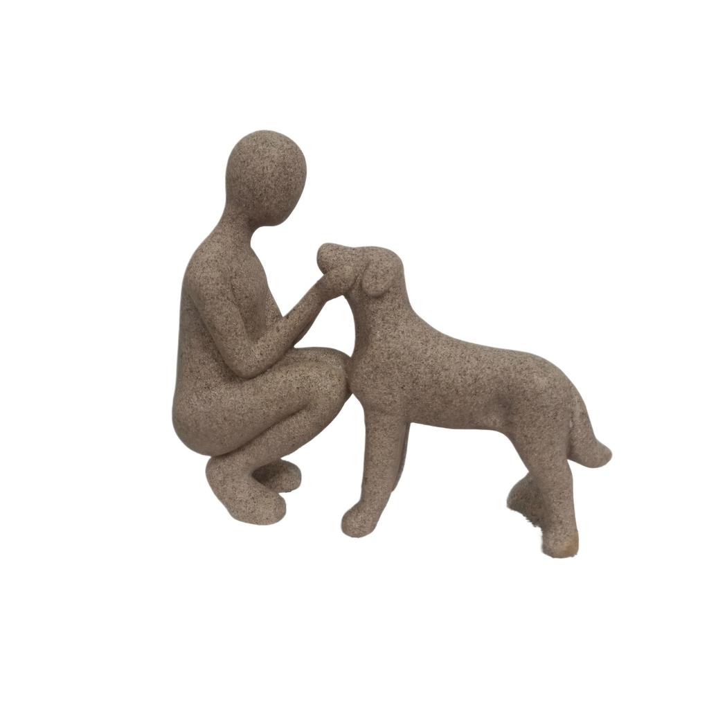 Creative Minimalist Art Figure with Dog Nordic Decor for Living Room Bar Cabinet Couple Home Ornament