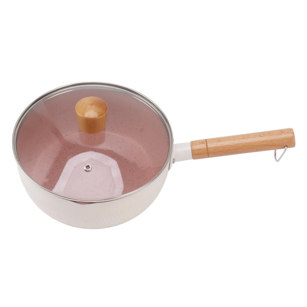 Non Stick Saucepan With Lid White Baby Complementary Food Small Pot Home Kitchen Instant Noodles